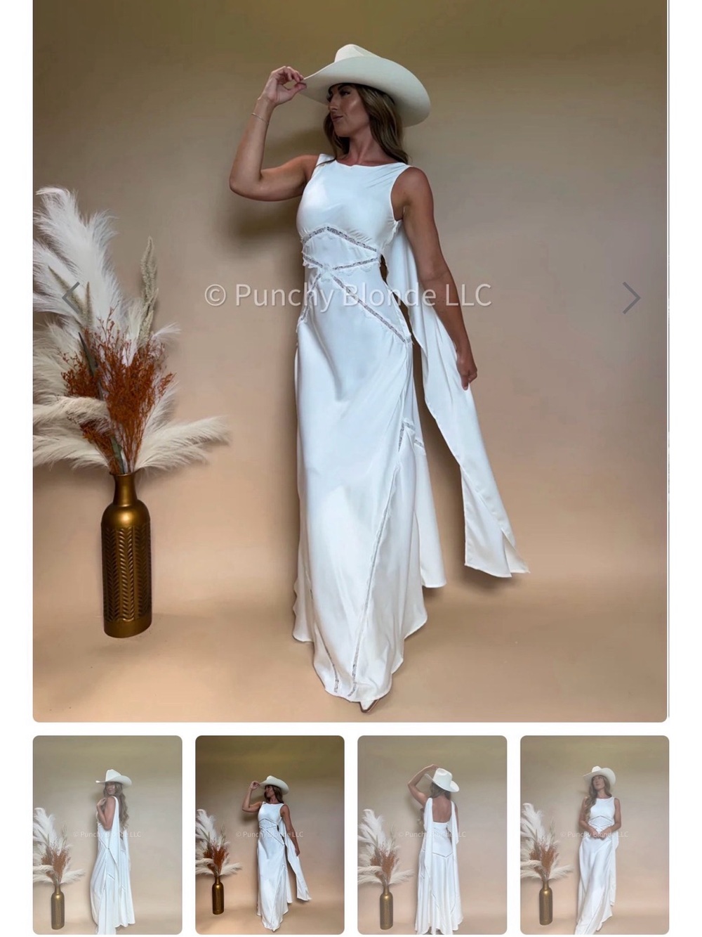 NWOT White Western Bridal Dress